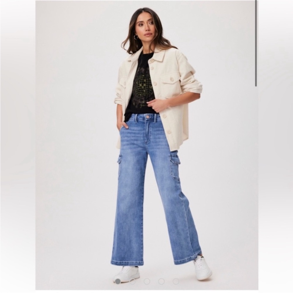 Paige Jeans Carly Cargo Pockets Wide Leg in Austyn Blue